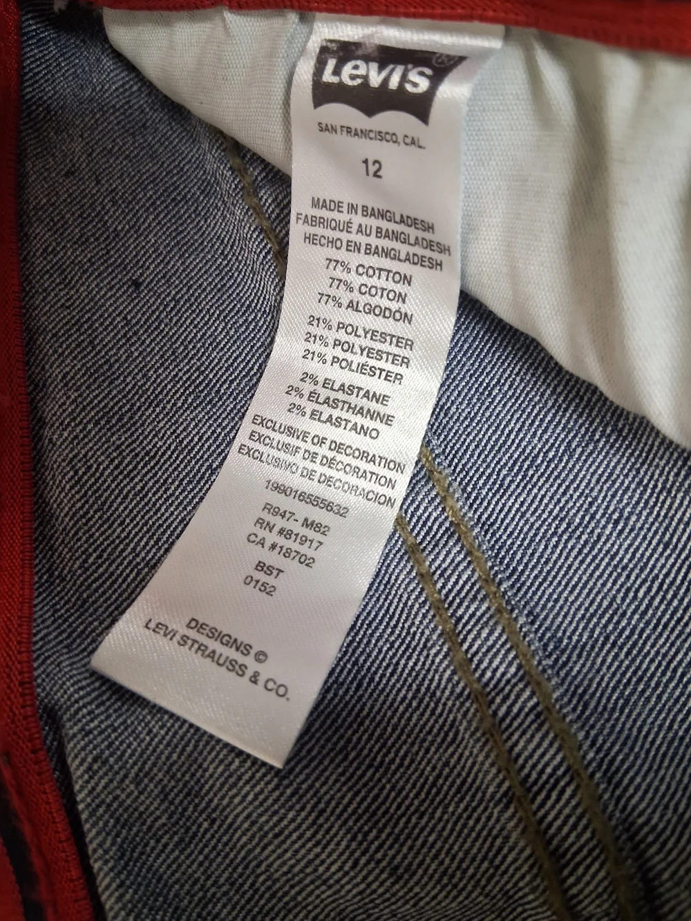 Boys Red Tag Levi Jeans Size 12 512 Slim Flex Stretch New With Tags W26 L/27